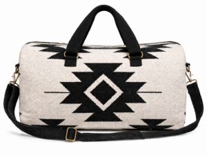 Monochrome Tribal Pattern Weekender Duffel with Adjustable Strap