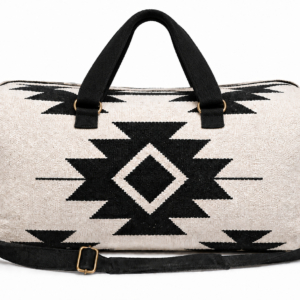 Monochrome Tribal Pattern Weekender Duffel with Adjustable Strap