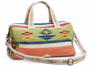 Bohemian Woven Weekender Duffel with Multicolor Tribal Design