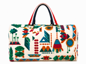 Artisan Embroidered Weekender Duffel with Vibrant Folk Motifs