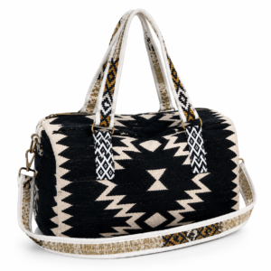 Midnight Tribal Pattern Weekender Duffel with Woven Detail