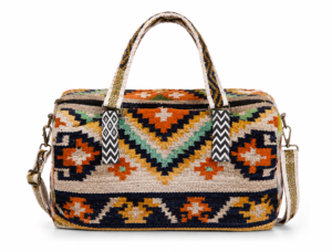 Heritage Geometric Woven Weekender Duffel with Tribal Pattern
