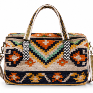 Heritage Geometric Woven Weekender Duffel with Tribal Pattern