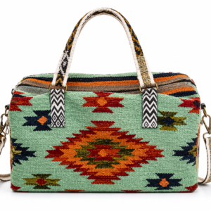 Mint Tribal Geometric Pattern Weekender Duffel Travel Bag