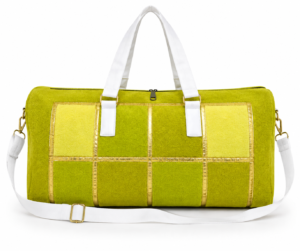Lime Green Metallic Panel Weekender Duffel Travel Bag