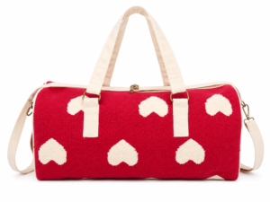 Red Heart Pattern Weekender Duffel Travel Bag with Strap