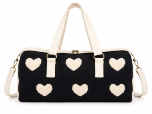 Black Heart Pattern Weekender Duffel Travel Bag with Strap