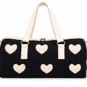 Black Heart Pattern Weekender Duffel Travel Bag with Strap