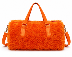 Vibrant Orange Faux Fur Weekender Duffel Travel Bag