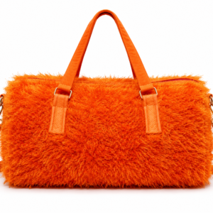Vibrant Orange Faux Fur Weekender Duffel Travel Bag
