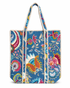 Azure Bloom Quilted Floral Print Tote Bag for Everyday Style