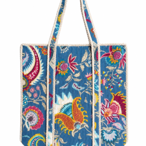 Azure Bloom Quilted Floral Print Tote Bag for Everyday Style
