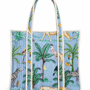 Sky Safari Quilted Wildlife Print Tote Bag for Everyday Carry