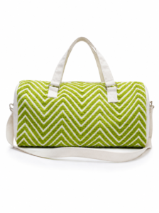 Lime Green Chevron Weekender Duffel Bag with Shoulder Strap