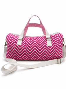 Pink Chevron Pattern Weekender Duffel Bag with Shoulder Strap