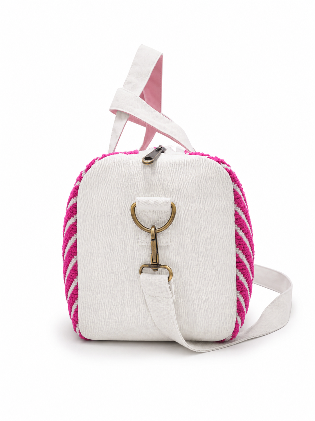Pink Chevron Pattern Weekender Duffel Bag with Shoulder Strap - Image 2