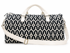 Black and White Geometric Weekender Duffel Bag with Strap