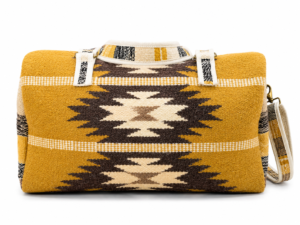 Mustard Tribal Pattern Woolen Weekender Duffel Bag with Shoulder Strap