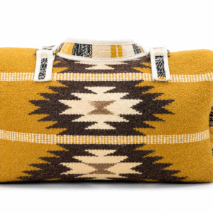 Mustard Tribal Pattern Woolen Weekender Duffel Bag with Shoulder Strap
