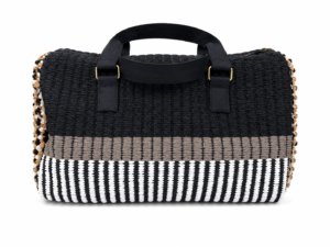 Modern Monochrome Cotton Weekender Duffel Bag with Stripe Design